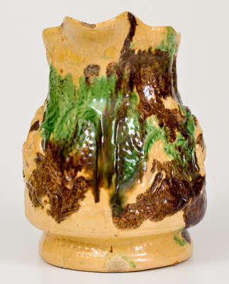 Very Rare Multi-Glazed Redware Hunt Scene Pitcher, attrib. S. Bell & Son, Strasburg, VA