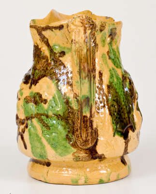 Very Rare Multi-Glazed Redware Hunt Scene Pitcher, attrib. S. Bell & Son, Strasburg, VA