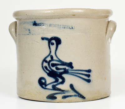 One-Gallon W. ROBERTS / BINGHAMTON, N.Y. Stoneware Bird Crock