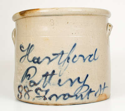 Very Rare "Hartford / Pottery / 88 Front St" Stoneware Crock, attrib. Seymour & Bosworth