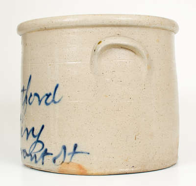 Very Rare "Hartford / Pottery / 88 Front St" Stoneware Crock, attrib. Seymour & Bosworth