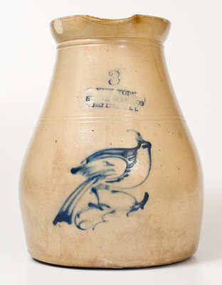 Extremely Rare NEW YORK STONEWARE CO / FORT EDWARD, N.Y. Three-Gallon Bird Pitcher