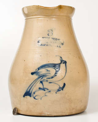Extremely Rare NEW YORK STONEWARE CO / FORT EDWARD, N.Y. Three-Gallon Bird Pitcher