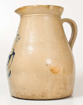Extremely Rare NEW YORK STONEWARE CO / FORT EDWARD, N.Y. Three-Gallon Bird Pitcher