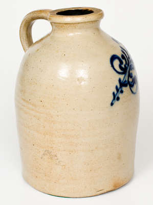 Cobalt-Decorated New England Stoneware Handled Canning Jar, third quarter 19th century