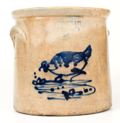 Three-Gallon OTTMAN BROS. & CO. / FORT EDWARD, N.Y. Stoneware Pecking Chicken Crock