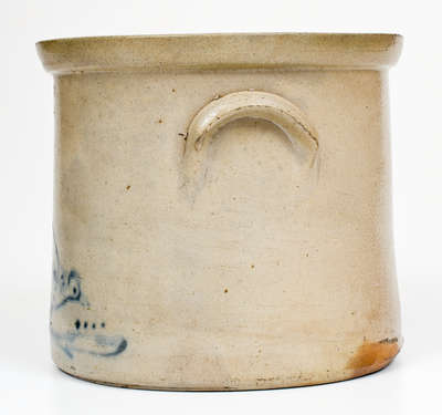 Scarce HAXSTUN & CO. / FORT EDWARD, N.Y. Stoneware Crock w/ Chicken Pecking Corn Design