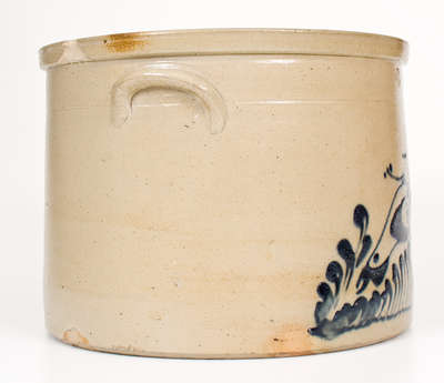 Rare Four-Gallon Stoneware Cake Crock w/ Dead Bird Motif, attrib. Fulper, Flemington, NJ