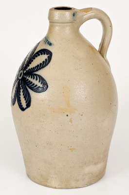 Fine F. STETZENMEYER / ROCHESTER, N.Y. Stoneware Jug w/ Large Cobalt Floral Decoration