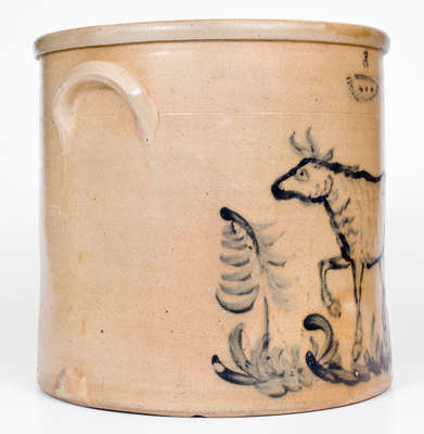 Outstanding Wm. MacQuoid (Modern-Day Greenwich Village, New York City) Stoneware Cow Crock