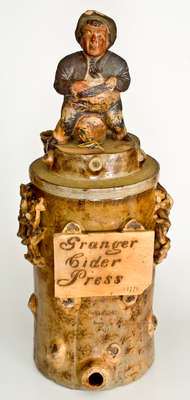 Anna Pottery Stoneware Cider Cooler (Granger / Cider / Press / 1776) Signed and Dated Kirkpatrick / Anna, Ill / 1877