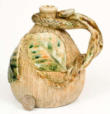 Rare and Fine Temperance / Snake Jug, Anna or Texarkana Pottery, c1885