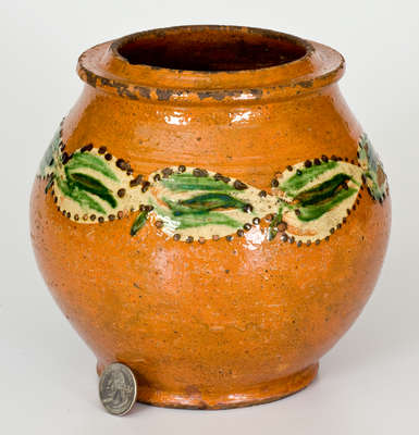 Very Rare Morgantown (WV / VA) School Redware Jar, attrib. Jacob Foulk, Jr.