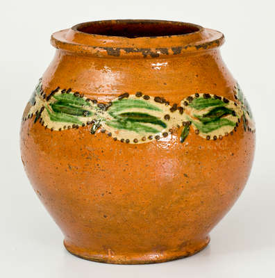 Very Rare Morgantown (WV / VA) School Redware Jar, attrib. Jacob Foulk, Jr.
