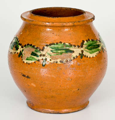 Very Rare Morgantown (WV / VA) School Redware Jar, attrib. Jacob Foulk, Jr.