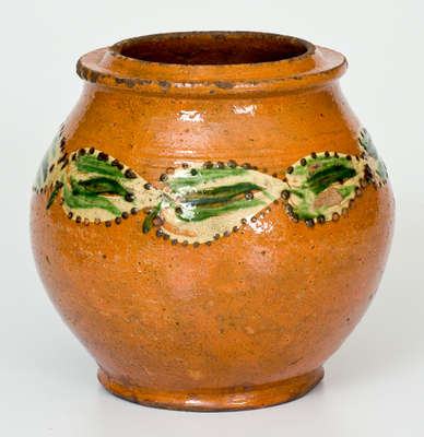 Very Rare Morgantown (WV / VA) School Redware Jar, attrib. Jacob Foulk, Jr.