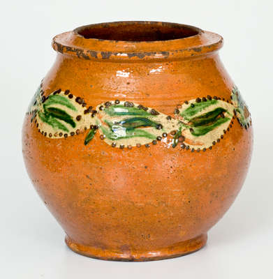 Very Rare Morgantown (WV / VA) School Redware Jar, attrib. Jacob Foulk, Jr.