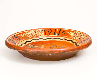 Rare Redware Dish attrib. Peter Bell, Hagerstown, MD 1808