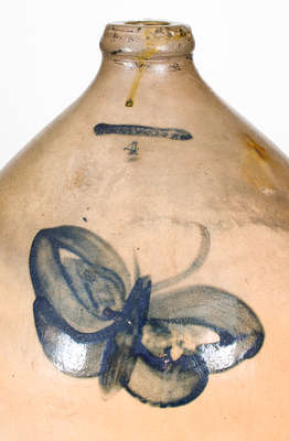 Rare Four-Gallon BENNINGTON Stoneware Butterfly Jug, Julius Norton, circa 1840