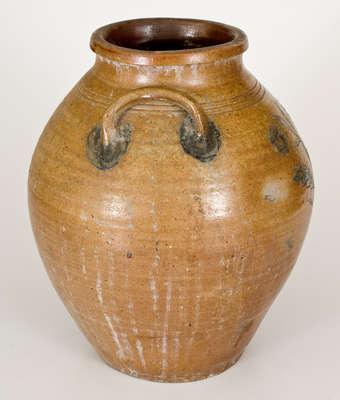 Scarce New Jersey Stoneware Jar w/ Incised Floral Decoration, Old Bridge or Manasquan, c1825