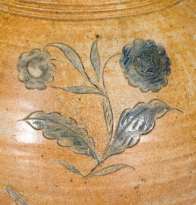 Scarce New Jersey Stoneware Jar w/ Incised Floral Decoration, Old Bridge or Manasquan, c1825