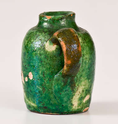 Exceptional Miniature Multi-Glazed Redware Jug, Strasburg, VA, circa 1890