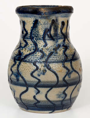 Very Fine North Carolina Stoneware Pitcher w/ Elaborate Slip-Trailed Cobalt Decoration