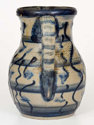 Very Fine North Carolina Stoneware Pitcher w/ Elaborate Slip-Trailed Cobalt Decoration