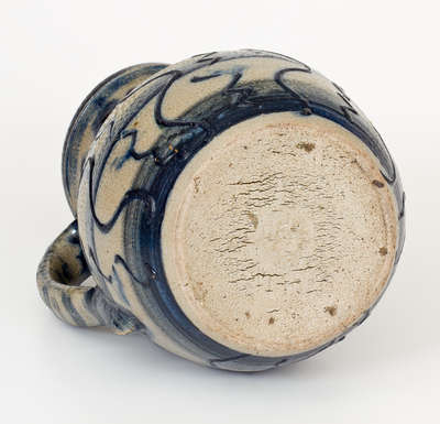 Very Fine North Carolina Stoneware Pitcher w/ Elaborate Slip-Trailed Cobalt Decoration