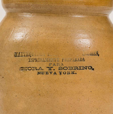 Highly Important Stoneware Butter Jar w/ Spanish New York City Advertising