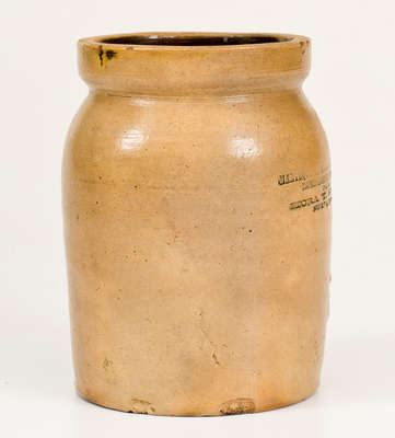 Highly Important Stoneware Butter Jar w/ Spanish New York City Advertising