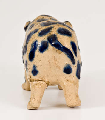 Exceptional Monmouth Pottery Stoneware Pig w/ Elaborate Cobalt Spots