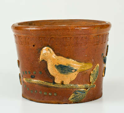 Extremely Rare / Important Redware Flowerpot, 