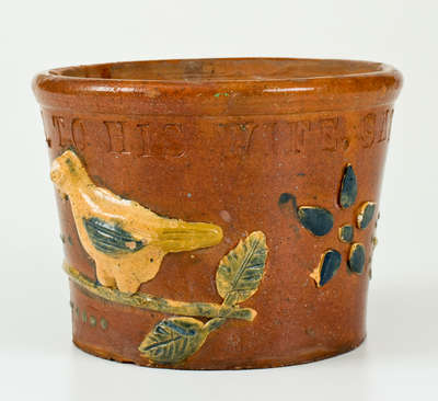 Extremely Rare / Important Redware Flowerpot, 
