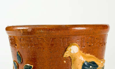 Extremely Rare / Important Redware Flowerpot, 