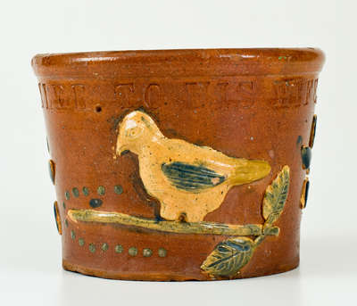 Extremely Rare / Important Redware Flowerpot, 