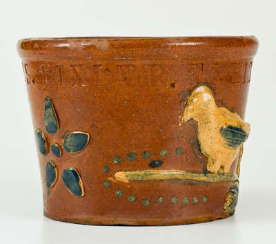 Extremely Rare / Important Redware Flowerpot, 