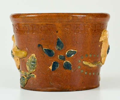 Extremely Rare / Important Redware Flowerpot, 