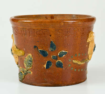 Extremely Rare / Important Redware Flowerpot, 