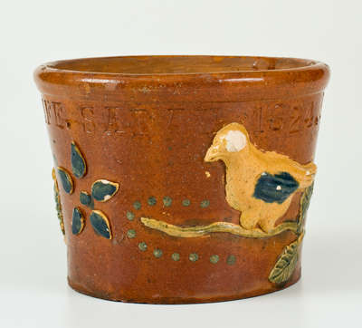 Extremely Rare / Important Redware Flowerpot, 