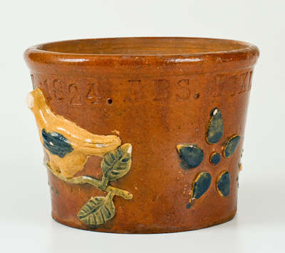 Extremely Rare / Important Redware Flowerpot, 