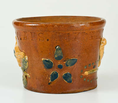 Extremely Rare / Important Redware Flowerpot, 