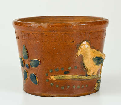 Extremely Rare / Important Redware Flowerpot, 