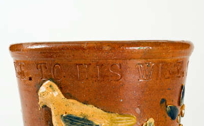Extremely Rare / Important Redware Flowerpot, 