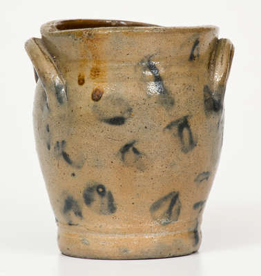 Rare Miniature Albany or Troy, NY Stoneware Jar w/ Profuse Spotted Decoration