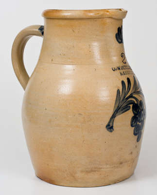 Rare and Fine COWDEN & WILCOX / HARRISBURG, PA Stoneware Pitcher w/ Grapes Decoration