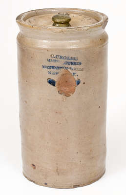 Very Rare C. CROLIUS Stoneware PEACHES Jar, New York City