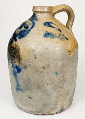 2 Gal. Ohio Stoneware Jug w/ Large Decoration of a Man, Midwestern origin