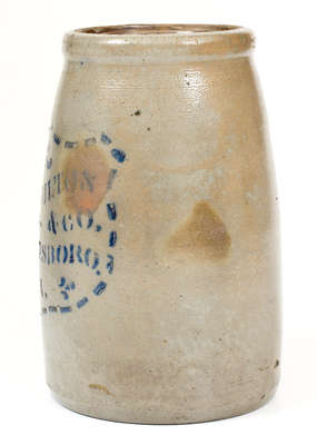 JAS. HAMILTON & CO. / GREENSBORO, PA Stoneware Canning Jar w/ Stenciled Shield Decoration