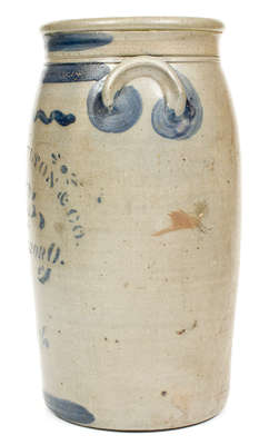 Three-Gallon JAMES HAMILTON & CO. / GREENSBORO, PA Cobalt-Decorated Stoneware Churn